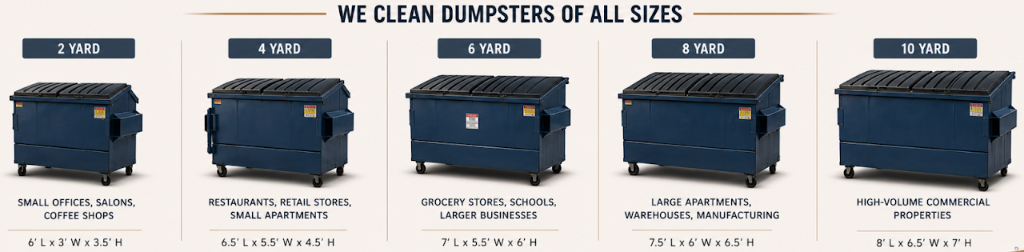 We Clean Dumpsters of All Sizes - 2 Yard, 4 Yard, 6 Yard, 8 Yard, 10 Yard